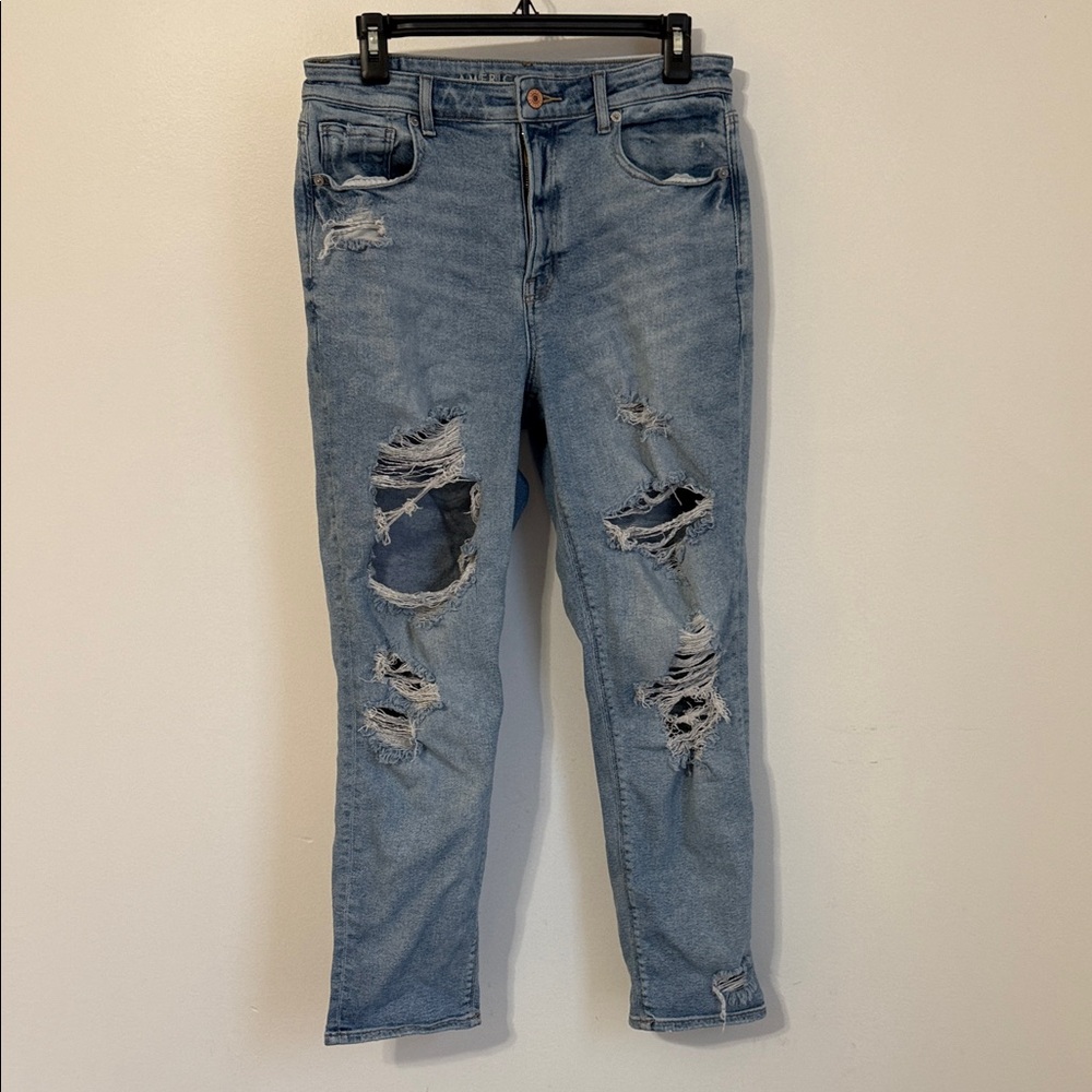 American Eagle Outfitters Distressed Blue Mom Jeans